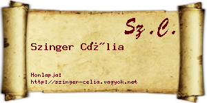 Szinger Célia névjegykártya